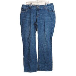 Lee Natural Fit Jeans Womens 18W Medium Wash High Rise Straight 90s Embroidered